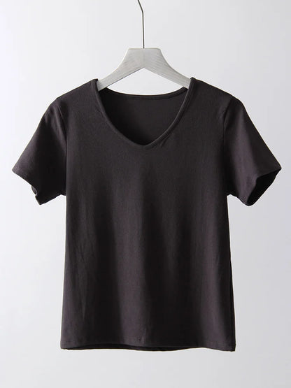 2025 Women’s Slim Fit V Neck Modal T-Shirt Summer