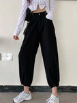 Streetwear Ankle Length Cargo Pants Vintage High Waist Loose Casual Bloomers