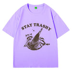 Vintage 90s Funny Racoon Shirt Retro Y2k Boho Aesthetic Cute Stay Trashy