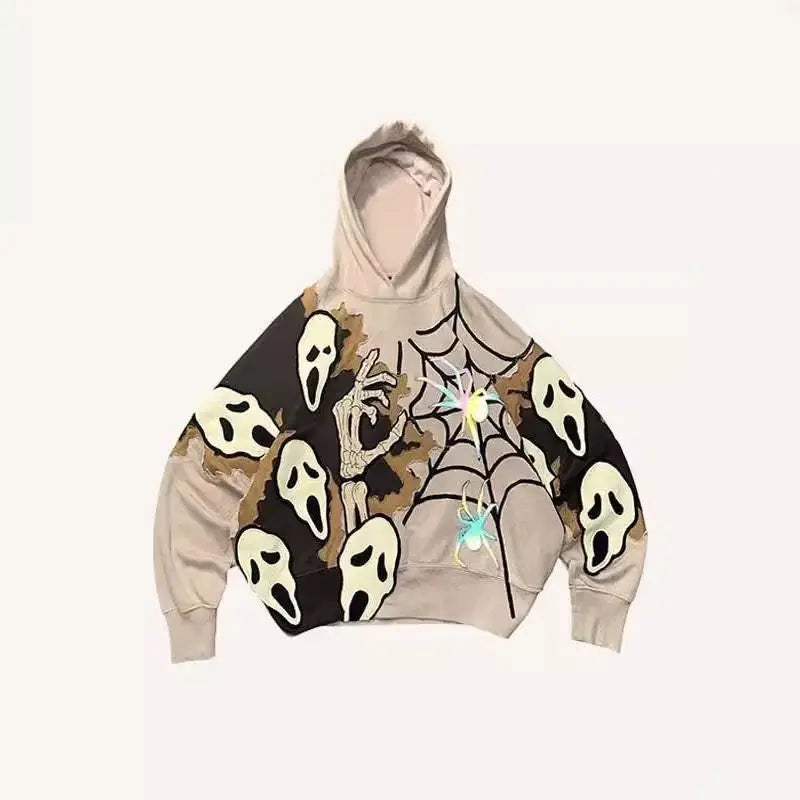 2024 Printed Spider Skull Casual pullover