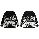 Herren Streetwear Pullover Retro Malerei Totenkopf Grafik