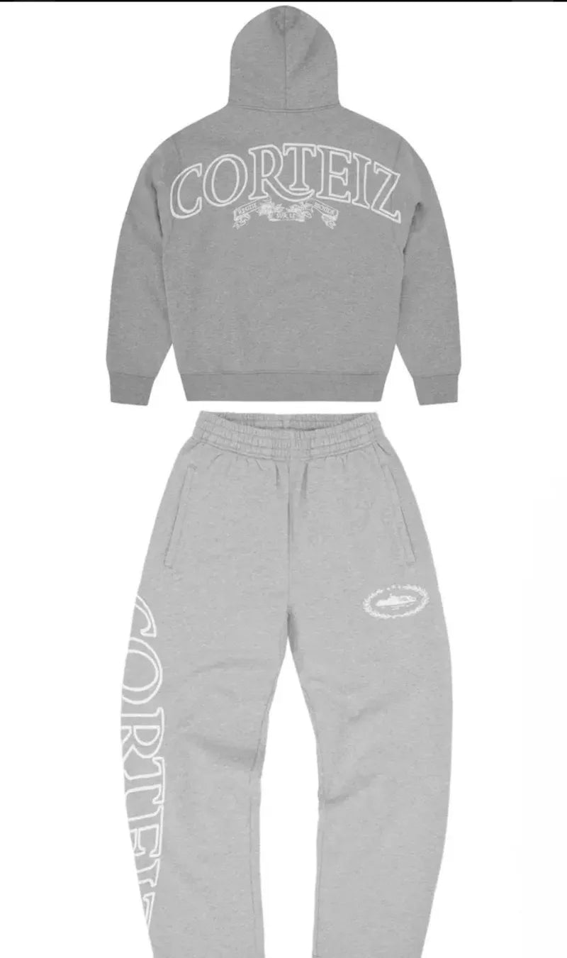 Trendy Gothic Letter Print Hoodie & Pants Set Y2K Streetwear Style