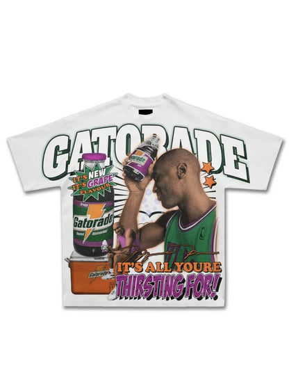 American Letter Graffiti Cotton T-Shirt Men’s Casual Sports Streetwear