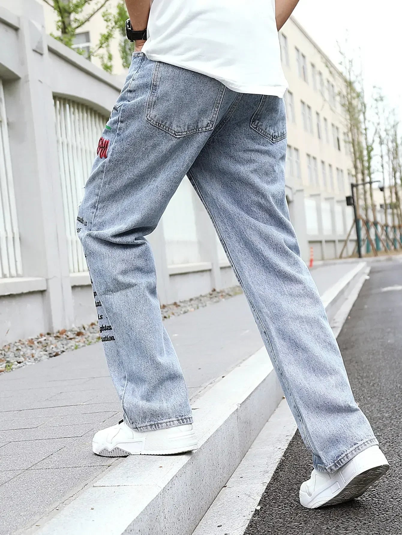 Men's y2k Baggy Jeans Hip Hop Ripped Trousers Harem Cartoon Loose