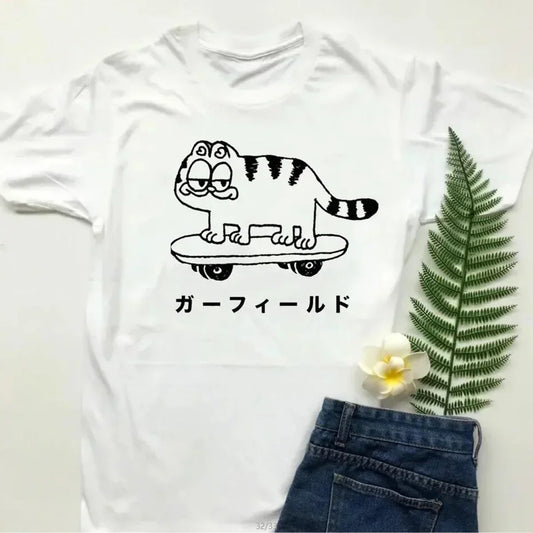 Funny Cat Print Harajuku T-Shirt Women Loose Cotton Summer