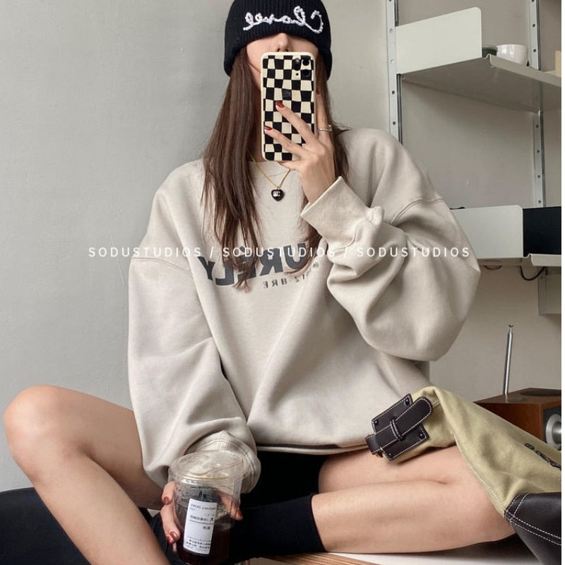 Sweatshirt Koreanisch für Damenmode mit langen Ärmeln