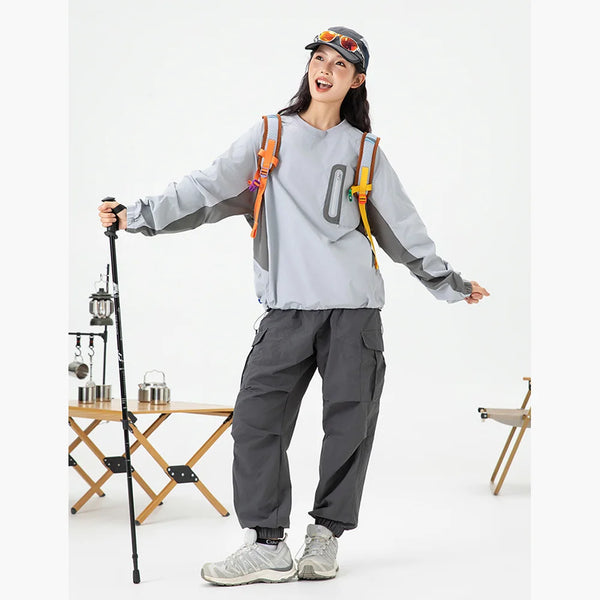 Outdoor Sport Splice Long Sleeve Loose Casual Fashion Waterproof