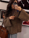 Womens Brown Cardigan Sweater Coat Oversized Button Knit Fall Long