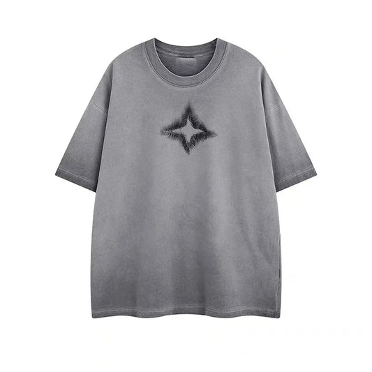 2025 Washed Vintage Streetwear Men's T-Shirt Loose Casual Trend
