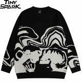 Herren Streetwear Pullover Retro Malerei Totenkopf Grafik