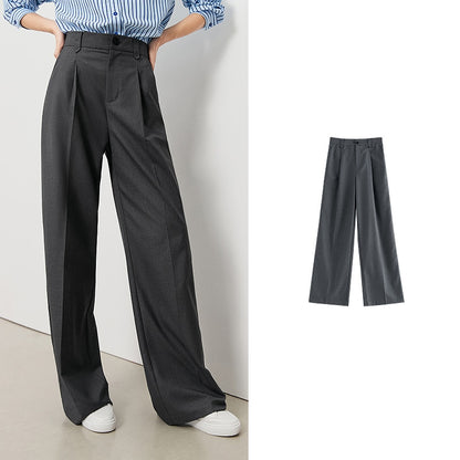 High Waist Straight Loose Suit Pants for Women