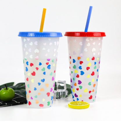 Reusable with Straws Creative Water Cups Changing Cold Water