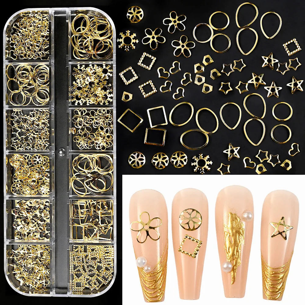 Gold Metallic Nail Art Decorations