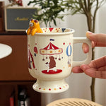 1 Piece 300ml Creative 3D Cartoon Cat Spoon Christmas Style Cute Mug Ceramic Goblet Coffee Milk Cup