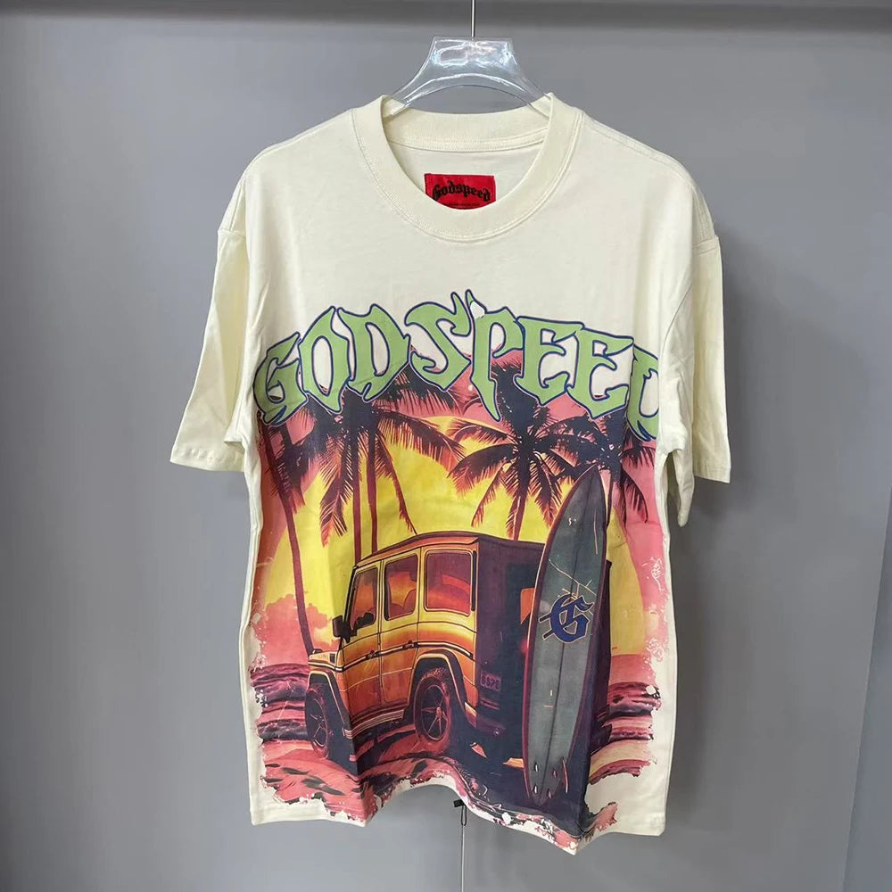 Vintage Abstract Letter Mens Short Sleeve Tshirt Harajuku Hip Hop T-shirt