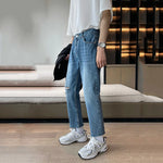 Korean Slim Fit Denim 2024 Fashion Men Pants