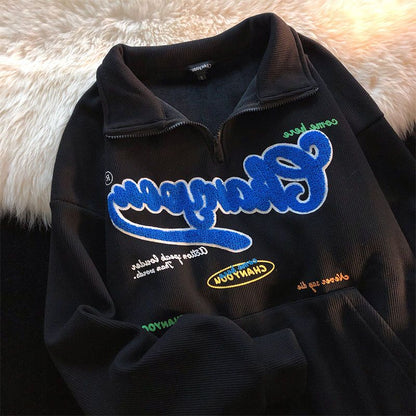 American Style Embroidery Sweatshirt Streetwear Women