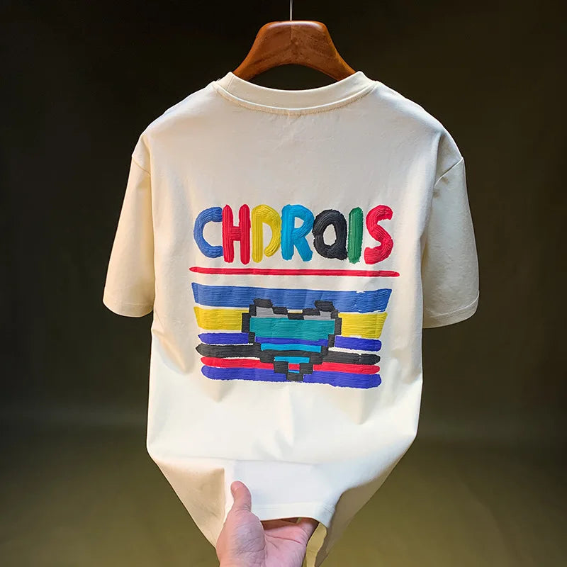 Loose Fit T-Shirt Men’s 2025 – Hand Drawn Print Street Style