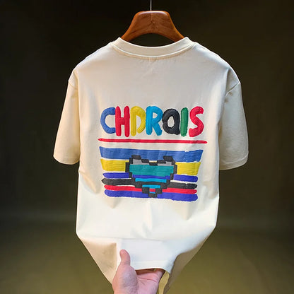 Loose Fit T-Shirt Men’s 2025 – Hand Drawn Print Street Style