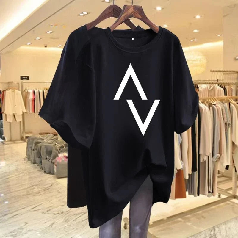 Elegant Summer Tshirt Women Loose Fit Cotton Casual Top