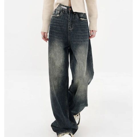 Women'sHigh-Waisted Y2K Harajuku Retro Wide-Leg Loose Jeans