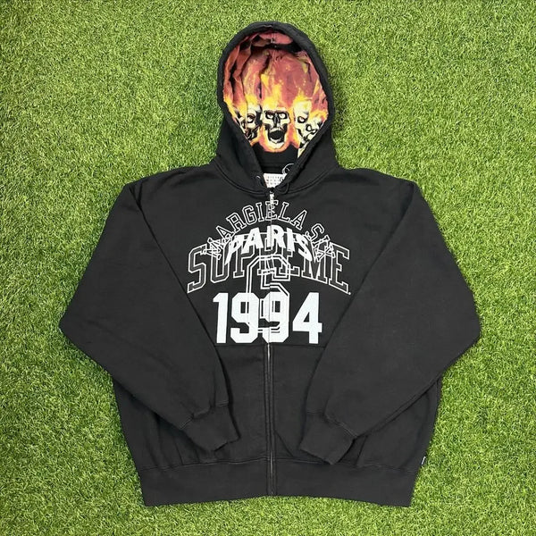 Retro Letter Hooded Sweatshirt Jacket for Women Spring Autumn Casual Top