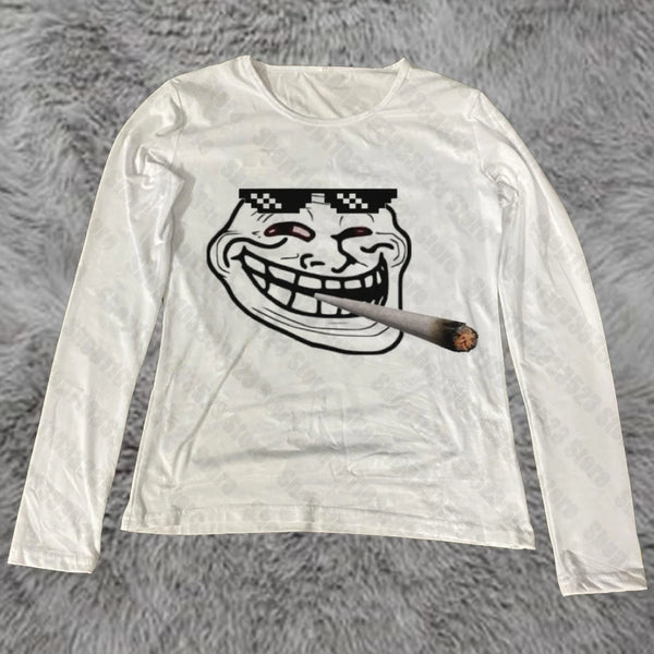 Womens Kawaii Graphic Long Sleeve Tee Y2K Punk Goth Aesthetic Shirt