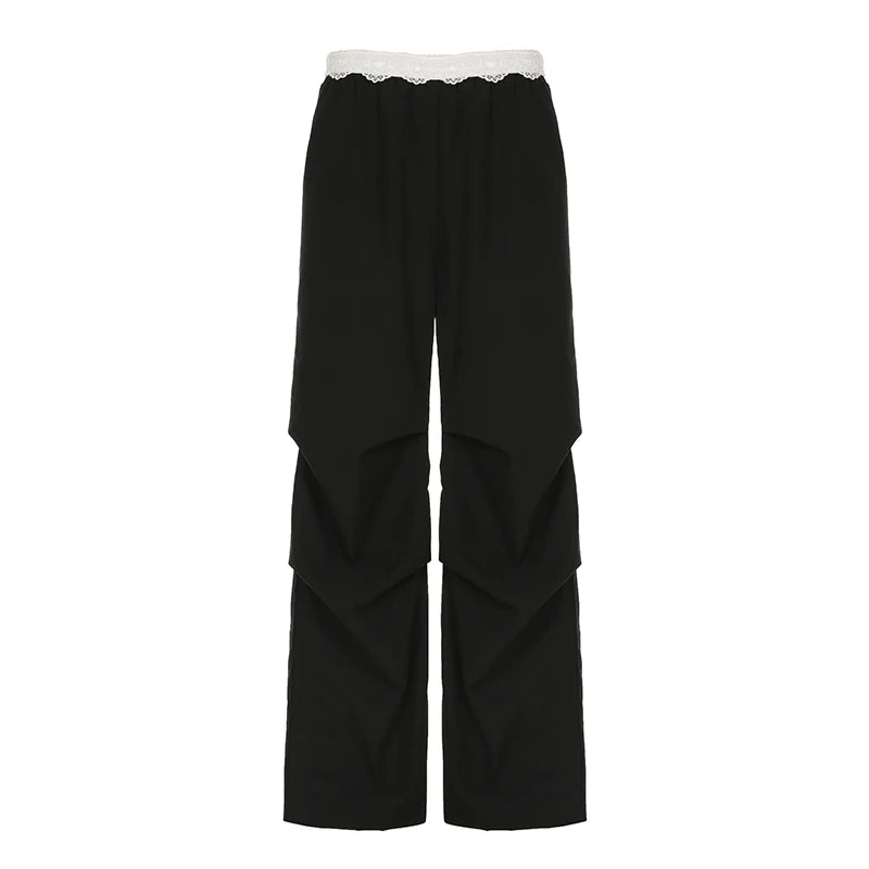 Y2K Lace Patchwork Wide Leg Sweatpants Women