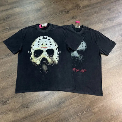 Yao Fashion Vintage Movie Poster Graphic Print Loose Cotton Tee Men