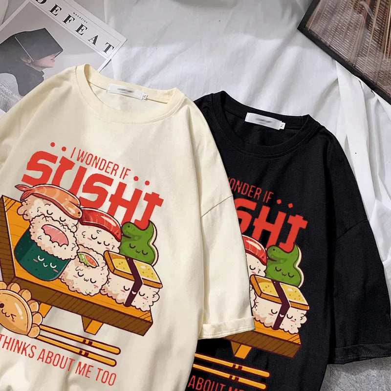 T-Shirt Harajuku Streetwear Lustige Sushi Grafik