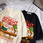 Casual T-Shirt Harajuku Streetwear Funny Sushi Graphic T Shirt Cotton Japanese