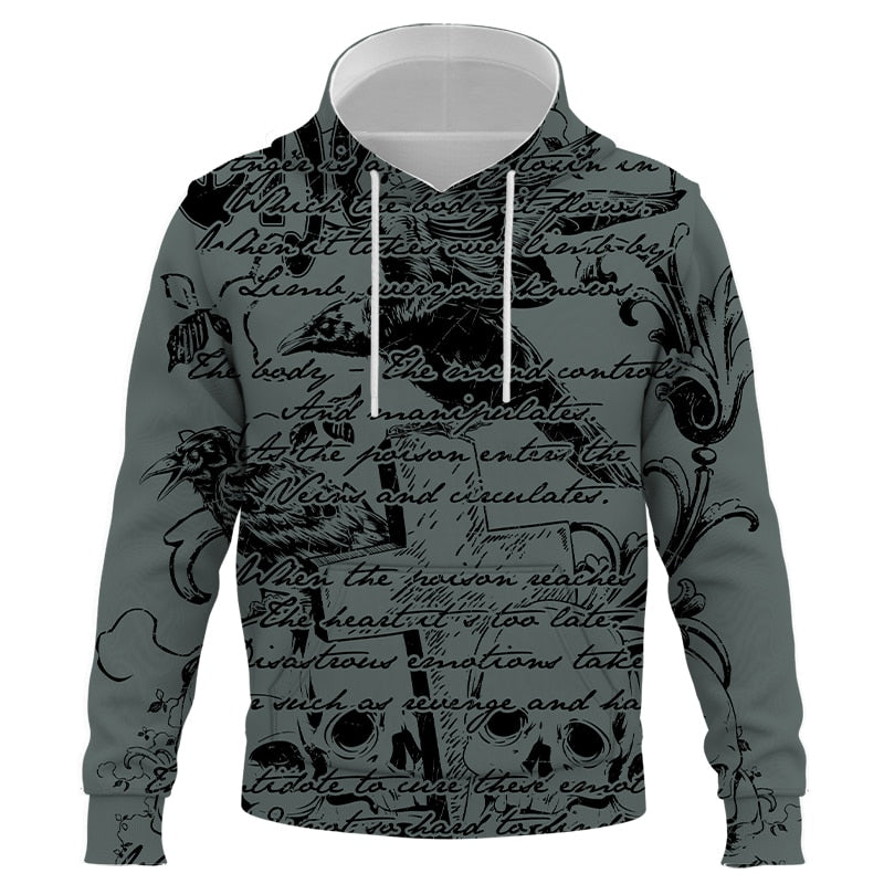 Abstract Skull 3D Printed Hoodies  Streetwear Autumn Hooded Sweatshirt for Men Casual Style