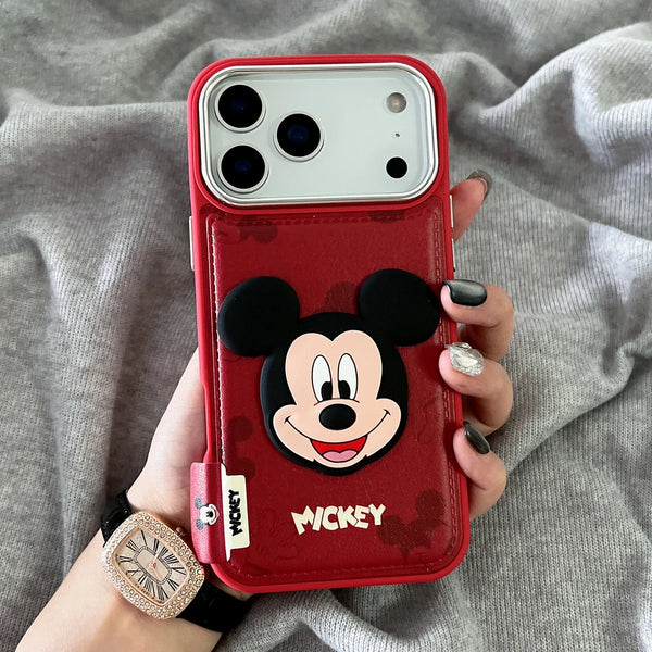 Disney Mickey Mouse Leather Phone Case For iPhone 3D Cute Cartoon Shockproof Hard Cover