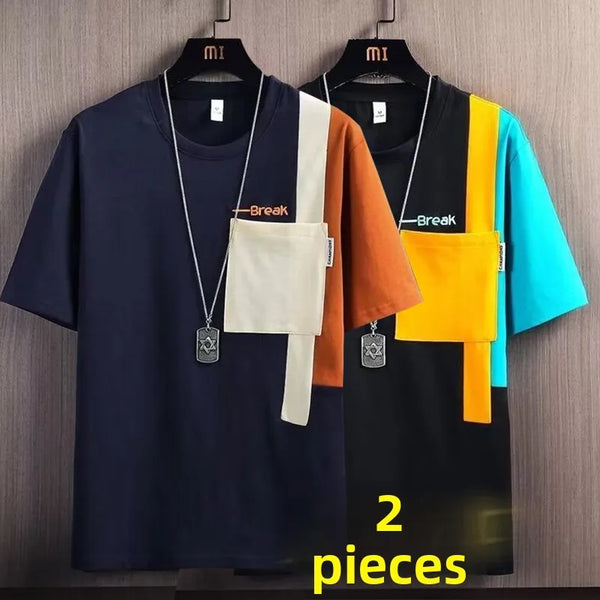 Mens Oversized T Shirt Cooling Fabric Colorblock Summer Breathable