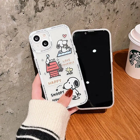 Süße Cartoon Snoopy Handyhülle für iPhone Transparente Silikonhülle