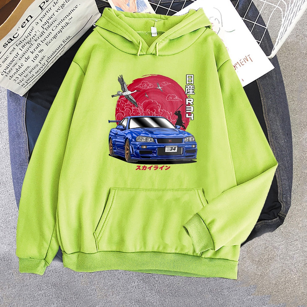 Hoodie Men for JDM Car Japanese Streetwear Casual