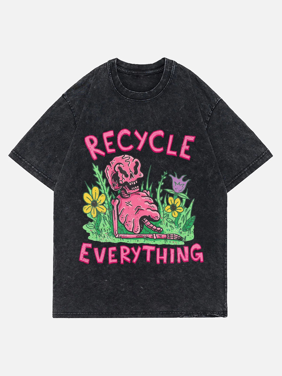 Funny Print Water-Wash T-Shirt Men’s Summer Fashion Must-Have