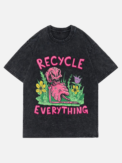 Funny Print Water-Wash T-Shirt Men’s Summer Fashion Must-Have