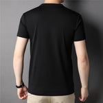 O-Neck T-Shirt Men Clothing Classic Solid Color Soft Cotton Silk Short Sleeve - xinnzy