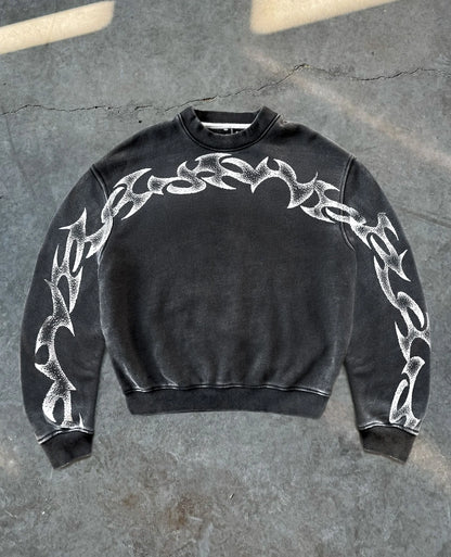 Tribal Crewneck Blade Print Men Hip Hop Sweatshirt