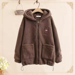 Women Sweatshirts Patchwork Zip-up Long Sleeve Lambswool