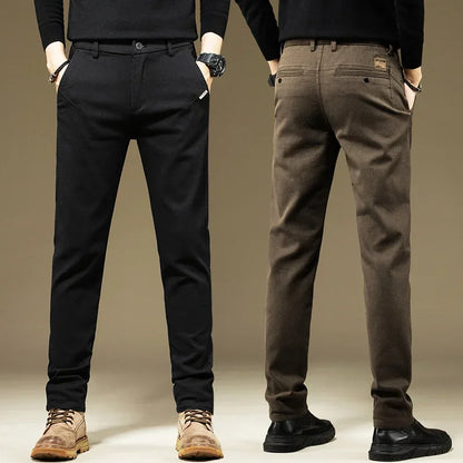Mens Cotton Dress Pants Straight Fit Business Work Trousers Casual