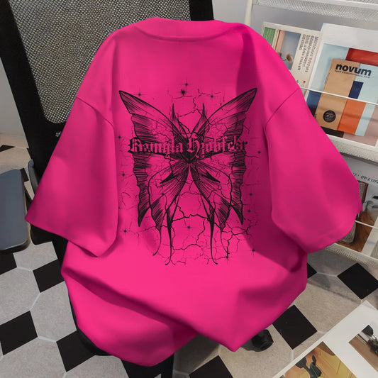 Butterfly Print T-Shirt Women Hip Hop Streetwear Loose Casual