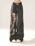 2024 Y2K Vintage Cargo Pants High-Waisted Loose Denim Jeans