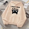 "I Don’t Give a Meow" Black Cat Hoodie Women Gothic