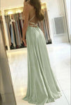 Simple Spaghetti Straps Sexy Slit Wedding Prom Party Gowns Vestidos