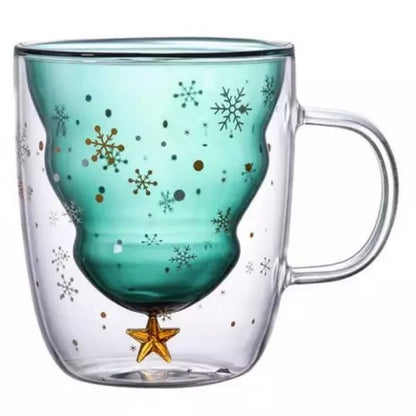 Becher Kreativer Doppelschicht-Glas-Weihnachtsbaum-Stern-Wasserbecher