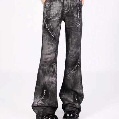 Y2K Chain Detail High-Waisted Baggy Denim Jeans