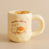 1pc 480ml Ceramic Mug with Spoon and Lid Cute Ceramic Coffee