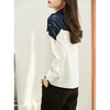 Womens Collared Pullover Shirt Long Sleeve Button Rivet Detail Top Work